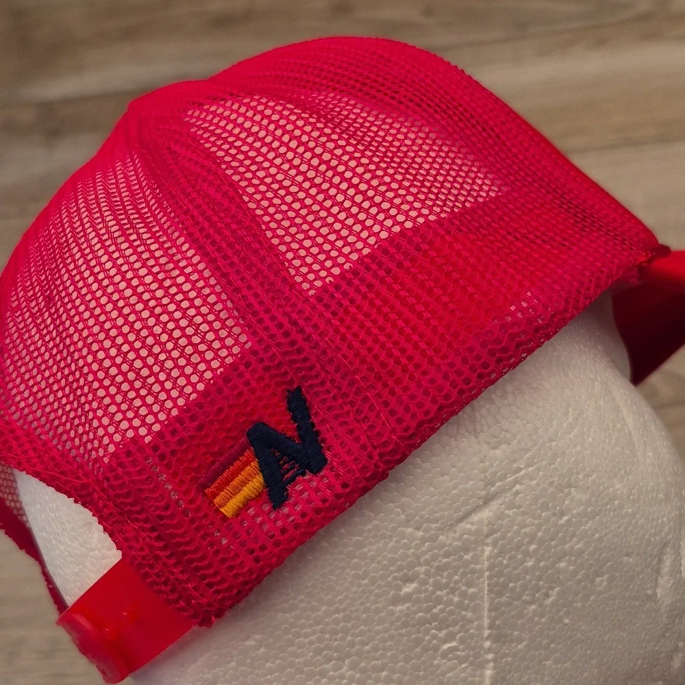 AVIATOR NATION Smiley Face Red‎ Gold Yellow Trucker Mesh Snapback Hat Cap